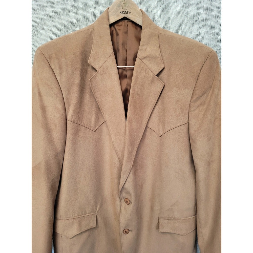 Circle S Sport Coat Mens 46L Western Faux Suede Tan Blazer Cowboy Rodeo Vintage